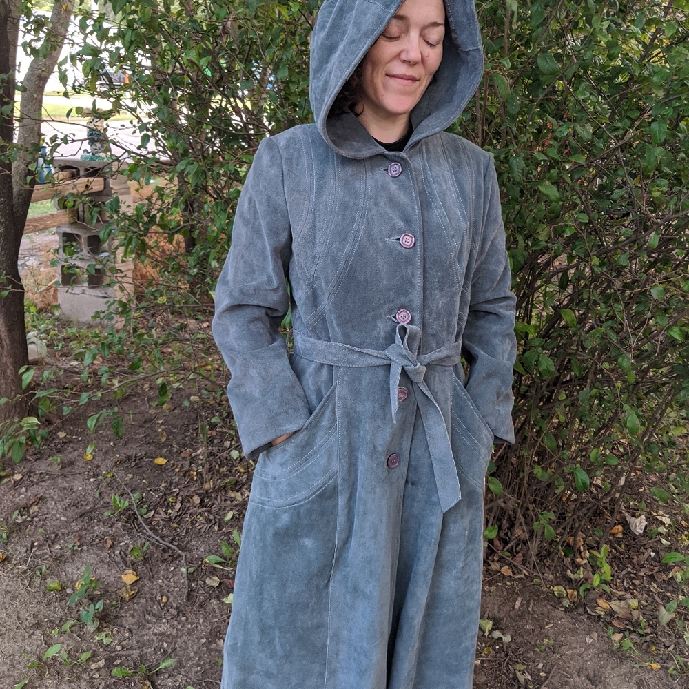 NWT TANO Suede Coat, Hooded, Full Length